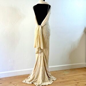 Eavis & Brown Ivory and Pearl Dress with Shawl